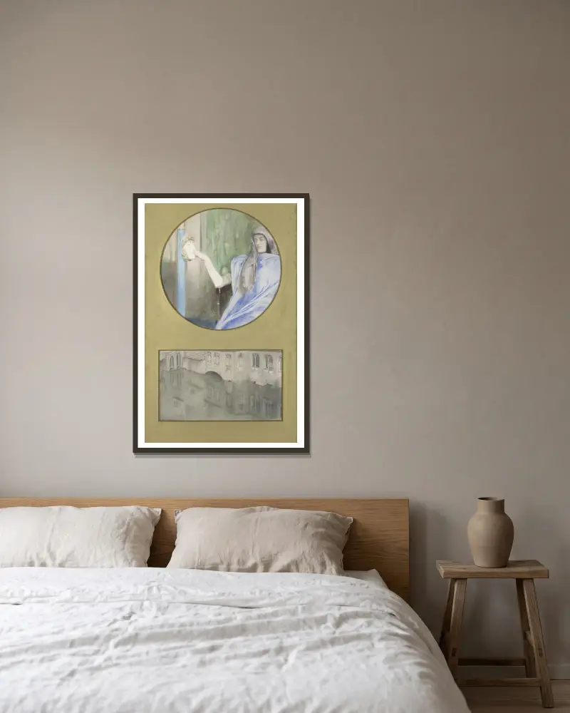 Tajne odbicie, Fernand Khnopff w ramie na ścianie