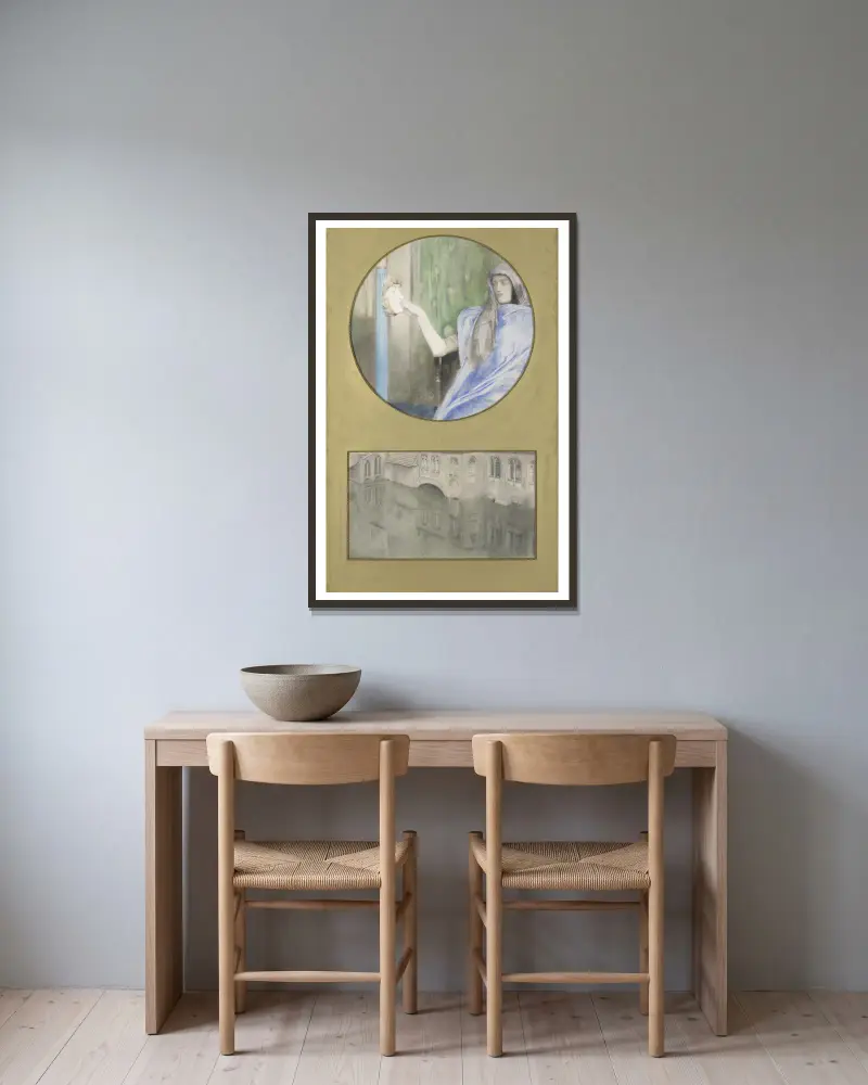 Tajne odbicie, Fernand Khnopff w ramie na ścianie