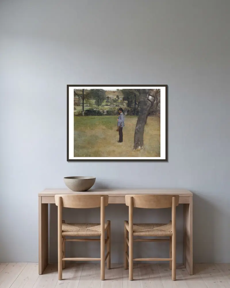 The Game Warden av Fernand Khnopff inramad på en vägg