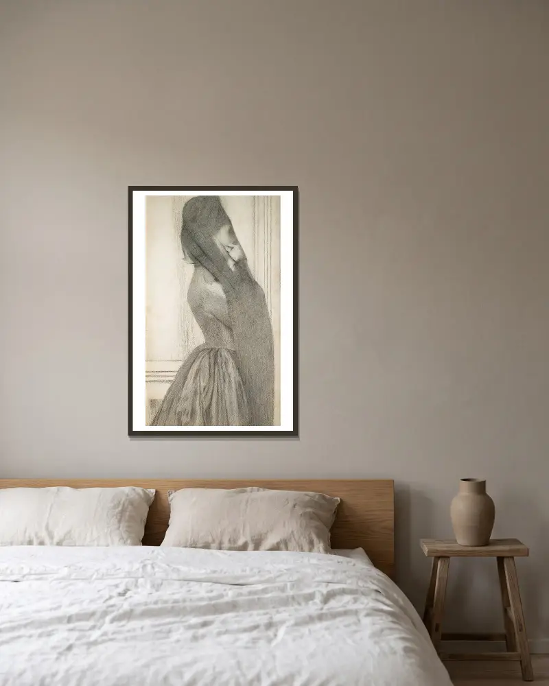 The Veil, Fernand Khnopff v rámu na stěně