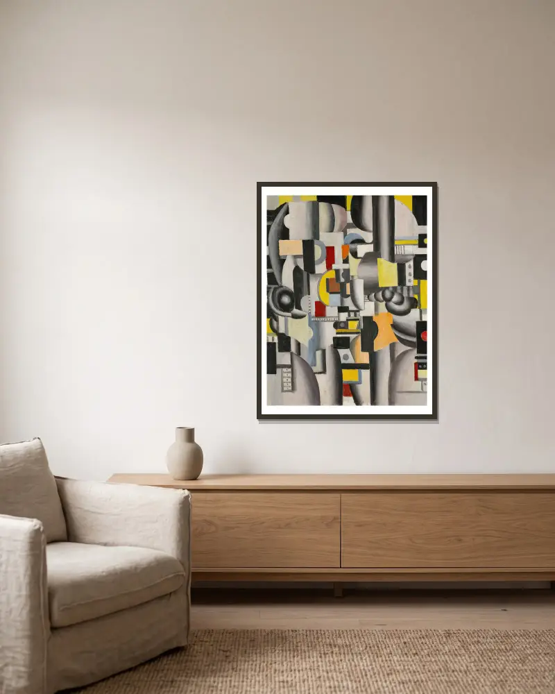 Composition, 1920 – nr 2 av Fernand Léger inramad på en vägg