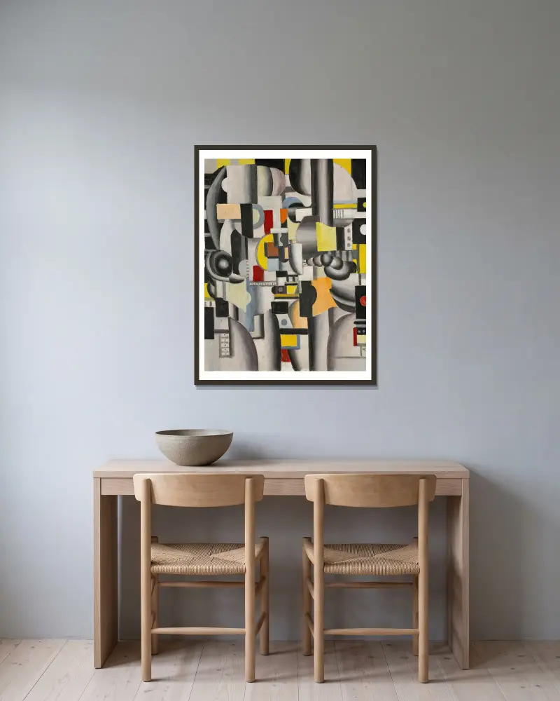 Composition, 1920 – nr 2 av Fernand Léger inramad på en vägg