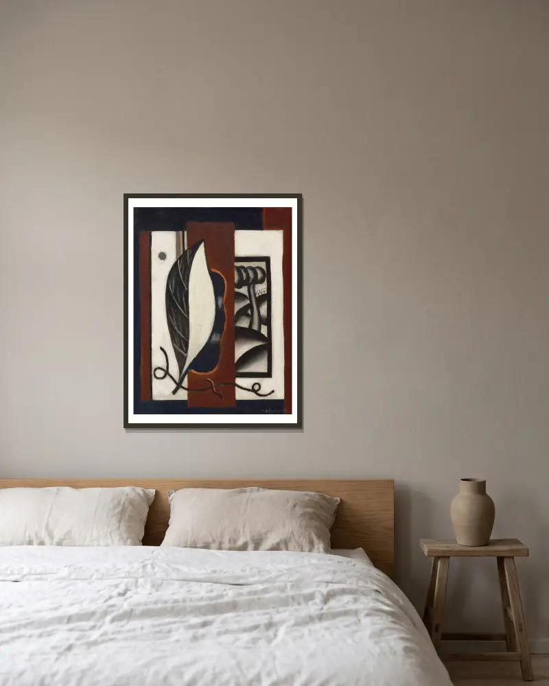 Composition à la feuille av Fernand Léger inramad på en vägg