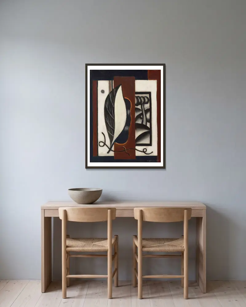 Composition à la feuille av Fernand Léger inramad på en vägg