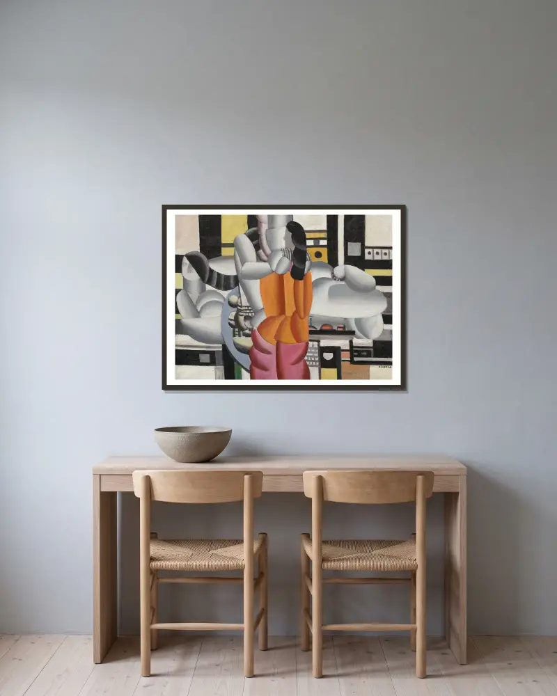 Composition avec personnages av Fernand Léger inramad på en vägg