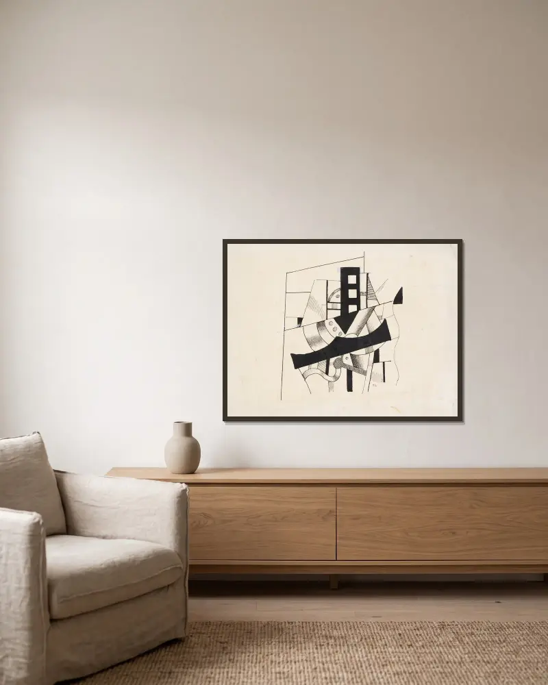 Composition, 1920 – nr 1 av Fernand Léger inramad på en vägg