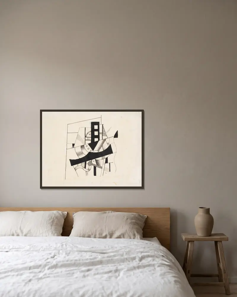 Composition, 1920 – nr 1 av Fernand Léger inramad på en vägg