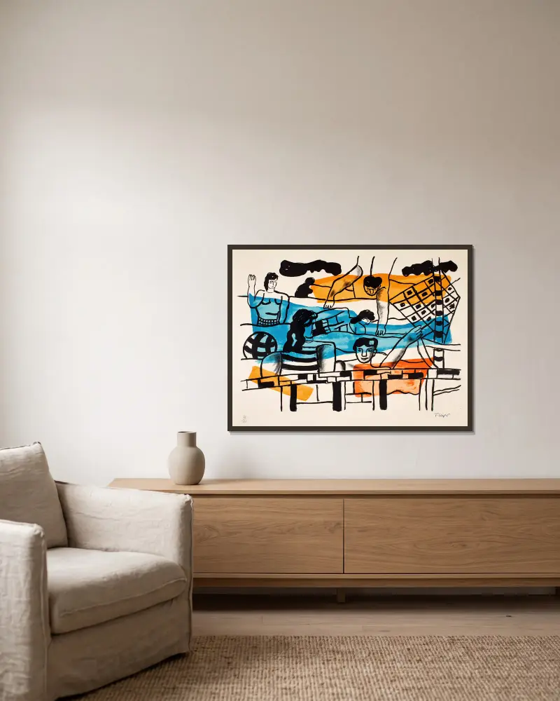 Der Pool von Fernand Léger gerahmt an einer Wand