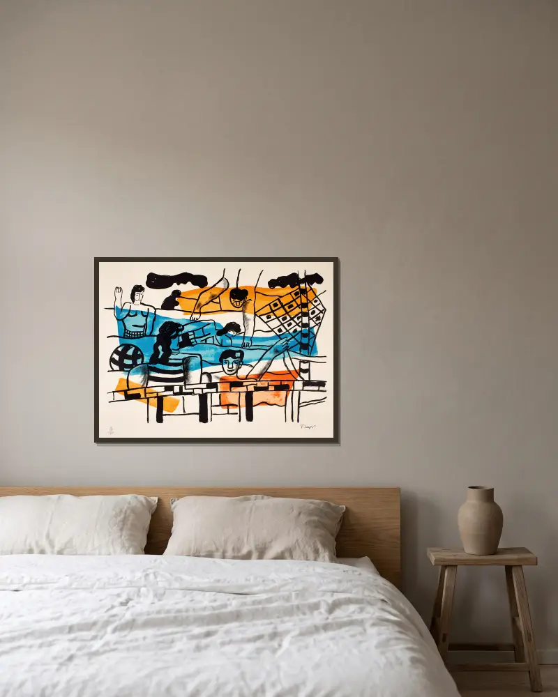 Der Pool von Fernand Léger gerahmt an einer Wand