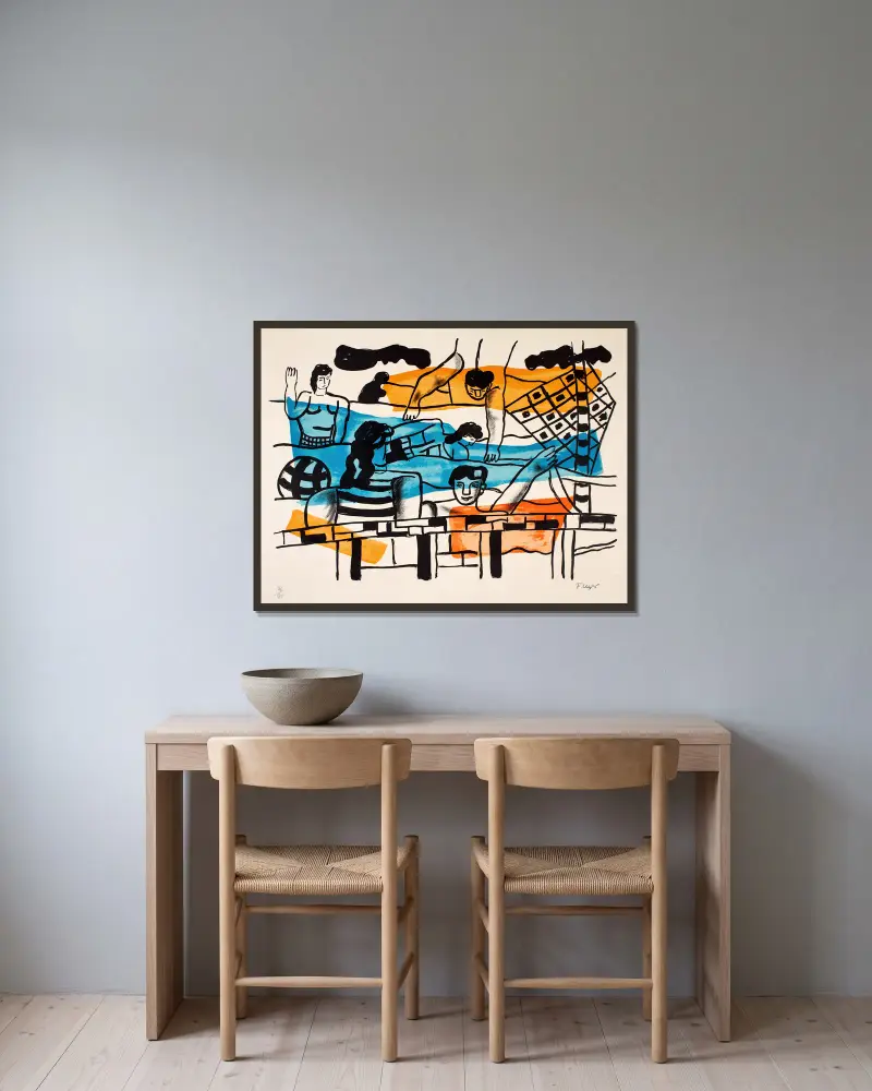 Der Pool von Fernand Léger gerahmt an einer Wand