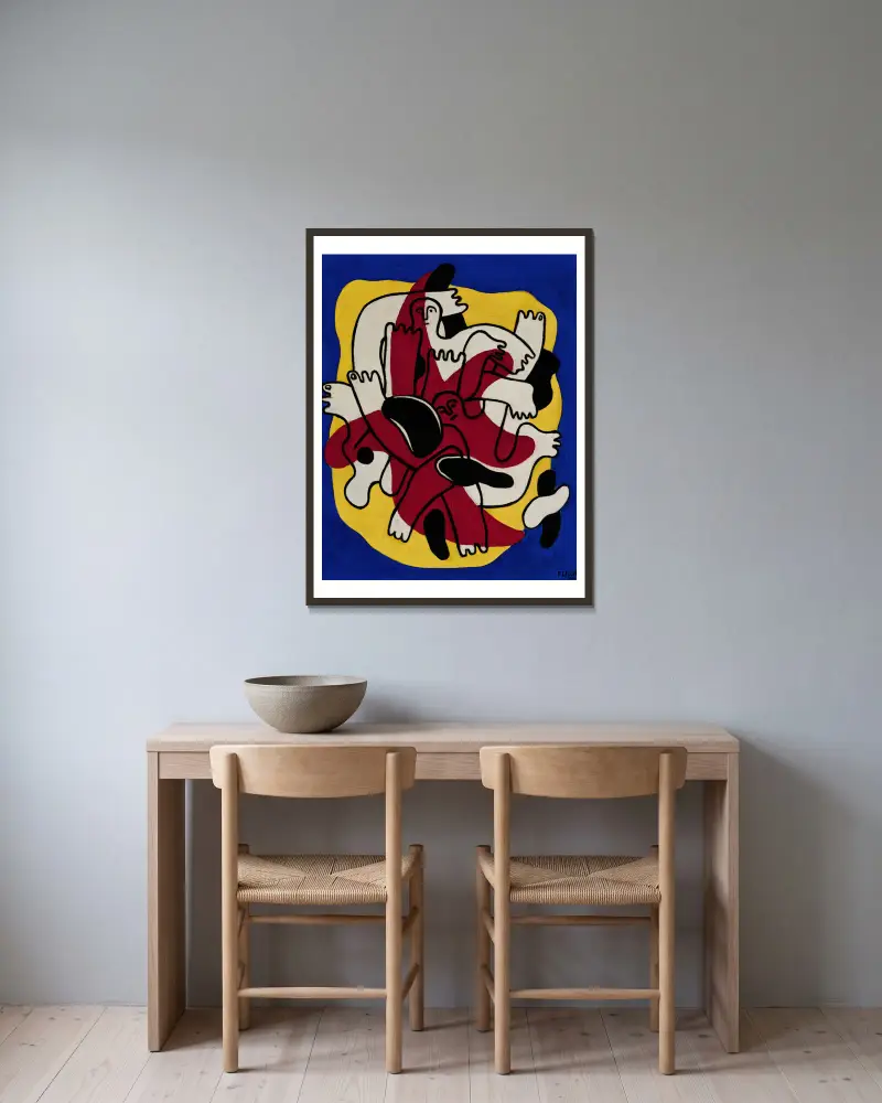L’Étoile rouge (Les Plongeurs) av Fernand Léger inramad på en vägg