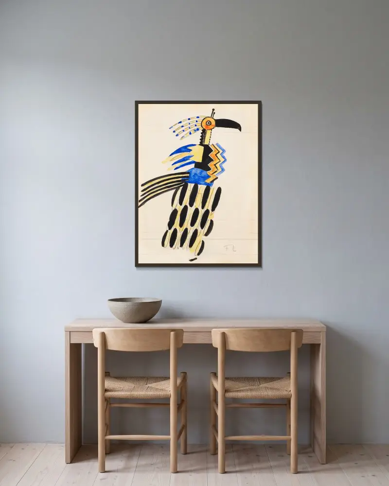 Projet de costume; Création du Monde av Fernand Léger inramad på en vägg