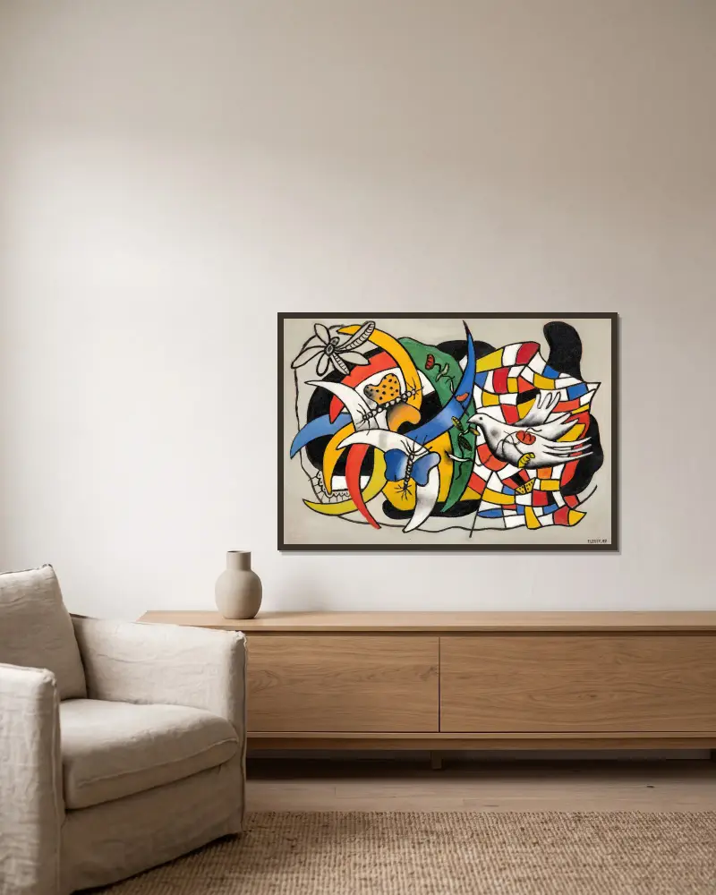 Ptak i dwa motyle (Letni dzień), Fernand Léger w ramie na ścianie