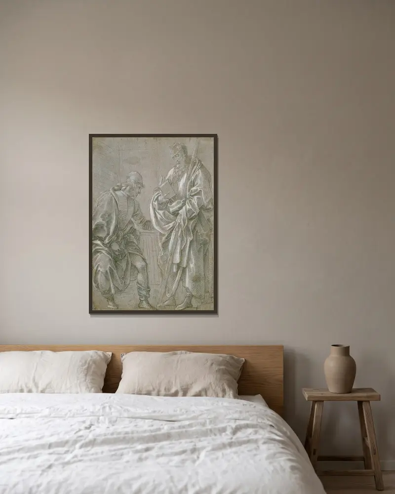 Apostel och yngling av Filippino Lippi inramad på en vägg