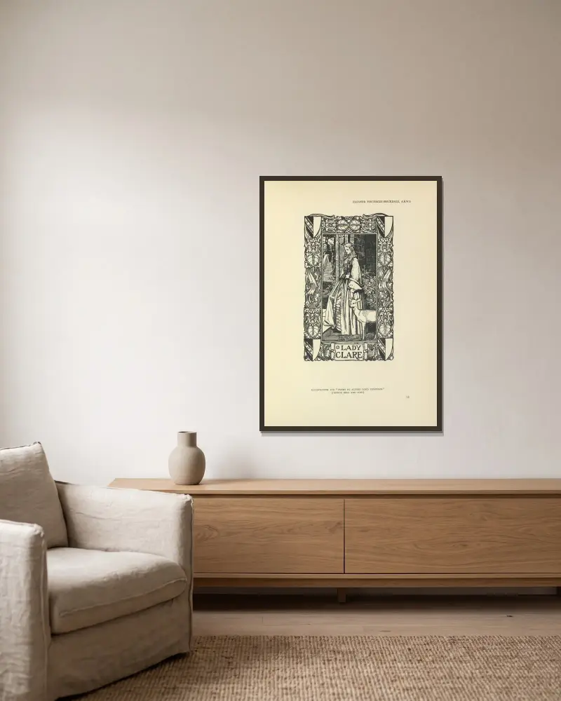 Lady Clare – Gedichte von Alfred Lord Tennyson von Eleanor Fortescue-Brickdale gerahmt an einer Wand