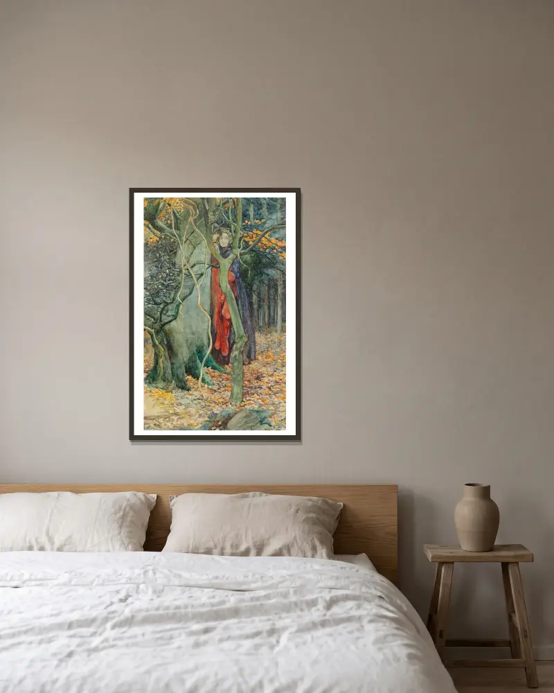 Hemligheten av Eleanor Fortescue-Brickdale inramad på en vägg