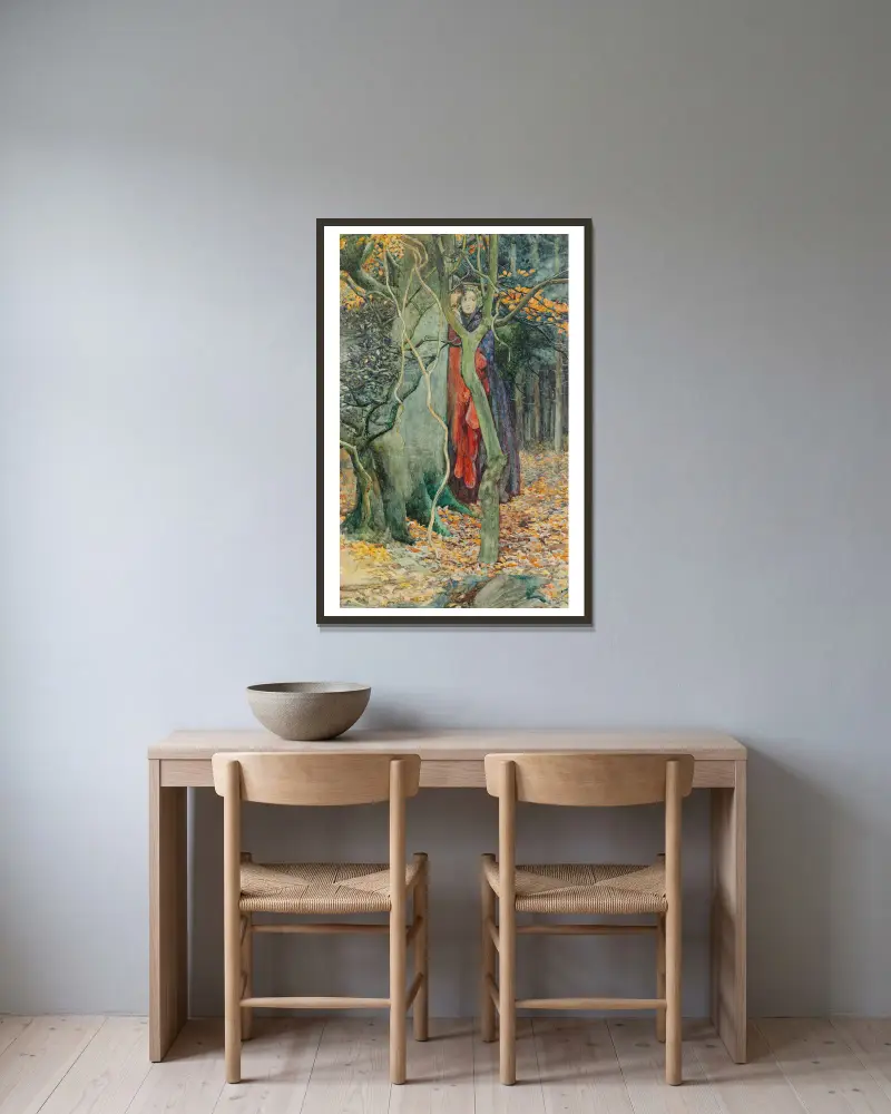 Hemligheten av Eleanor Fortescue-Brickdale inramad på en vägg