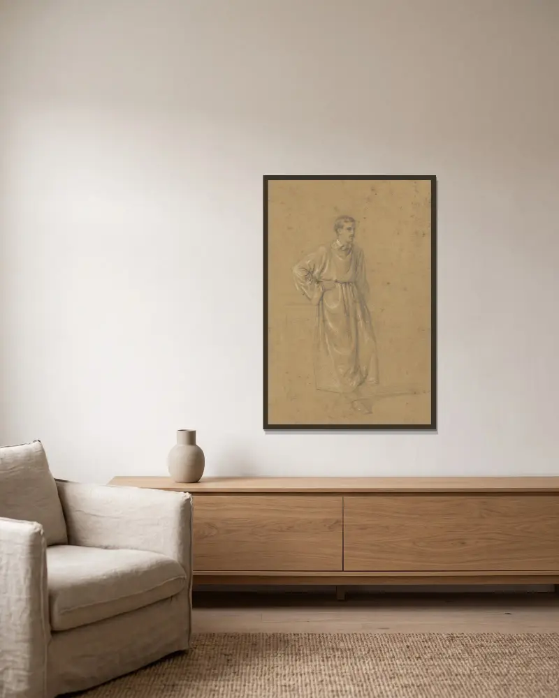 Akademisk studie av en manlig figur, 1856 – nr 2 av Mariano Fortuny Marsal inramad på en vägg