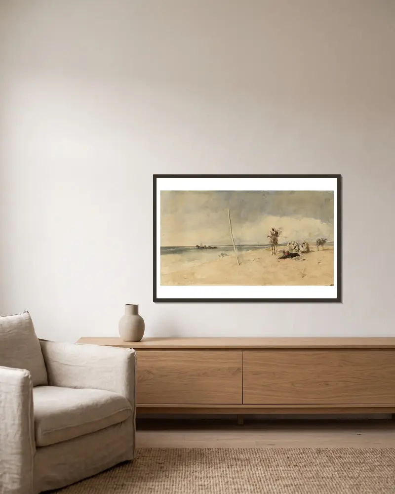 Afrikanischer Strand von Mariano Fortuny Marsal gerahmt an einer Wand