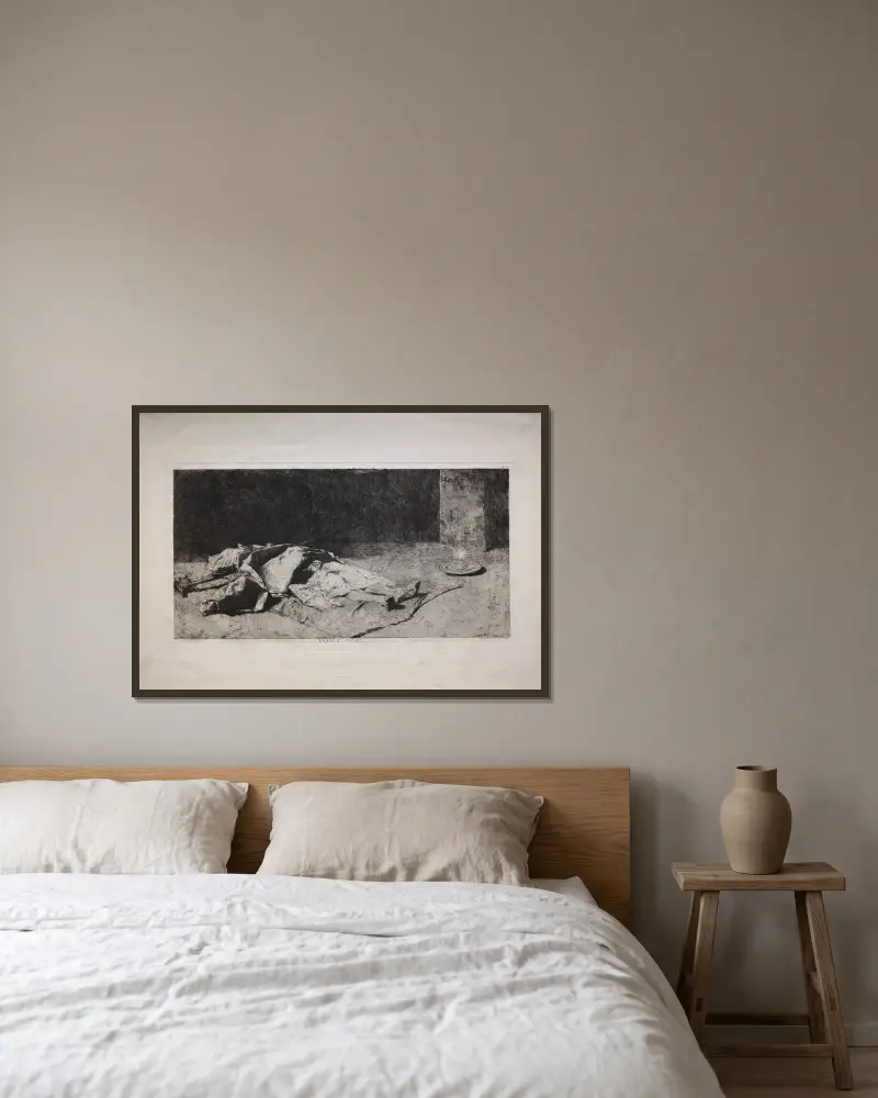 Toter Kabyle von Mariano Fortuny Marsal gerahmt an einer Wand