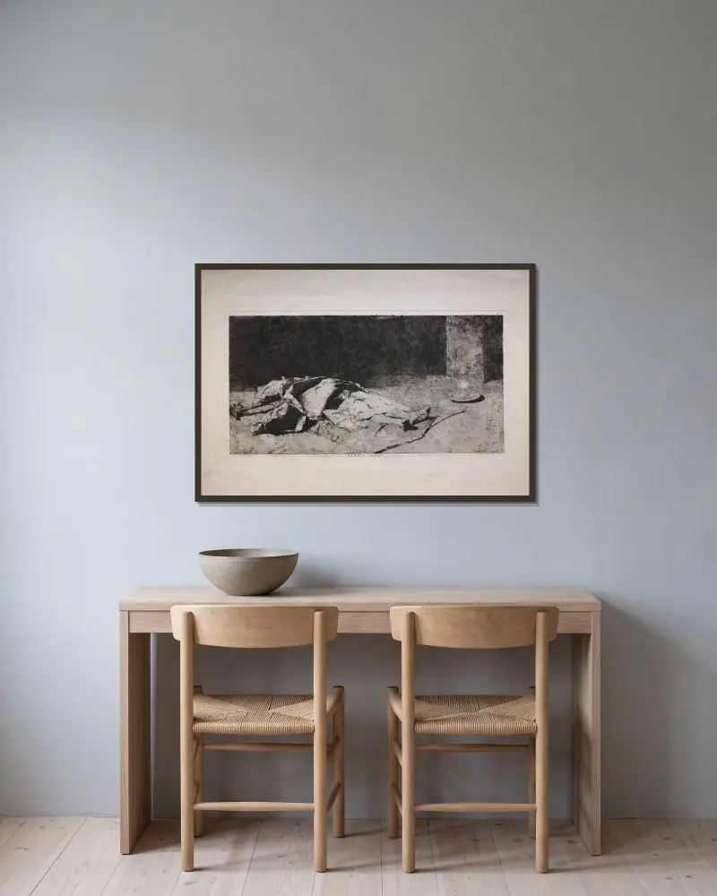 Toter Kabyle von Mariano Fortuny Marsal gerahmt an einer Wand