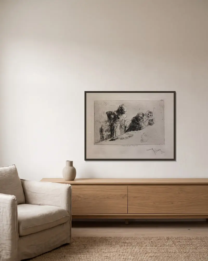 Wahrsagerin von Mariano Fortuny Marsal gerahmt an einer Wand