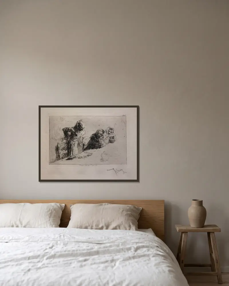 Wahrsagerin von Mariano Fortuny Marsal gerahmt an einer Wand