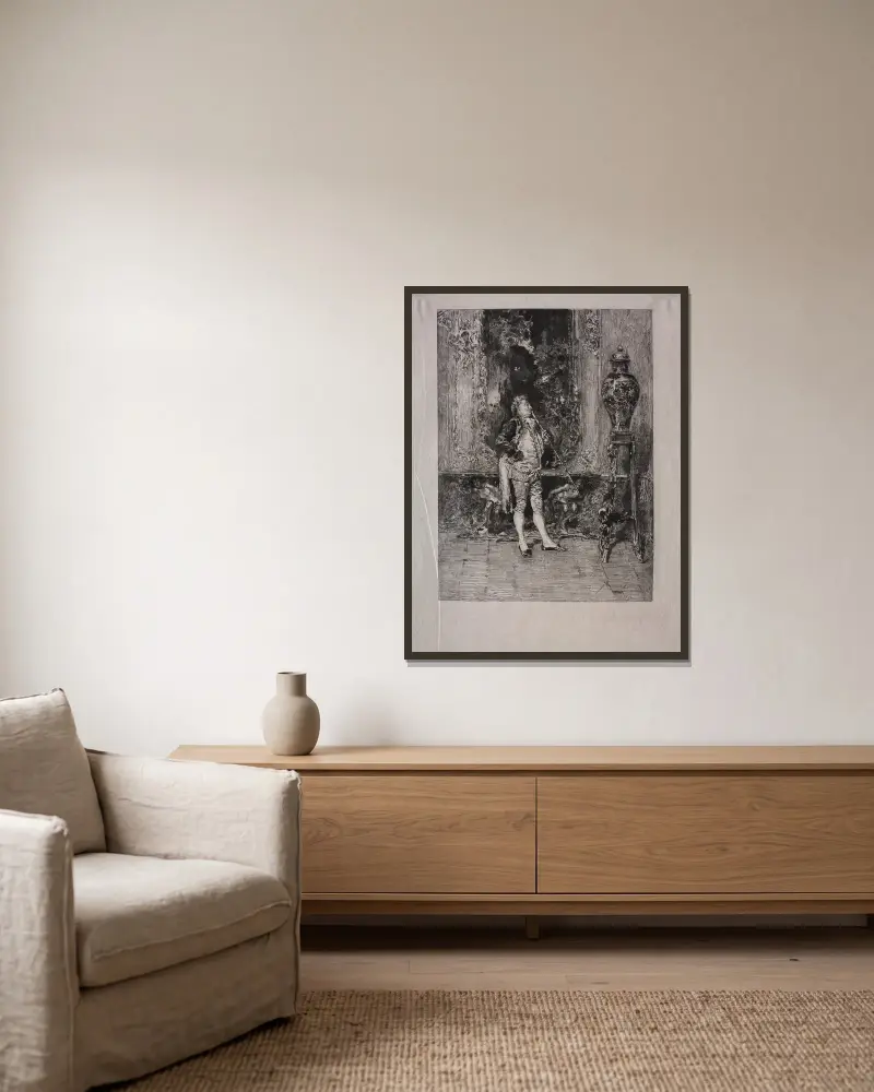 Interieur von Mariano Fortuny Marsal gerahmt an einer Wand