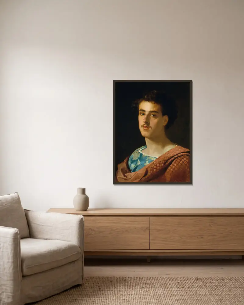 Selbstbildnis von Mariano Fortuny Marsal gerahmt an einer Wand