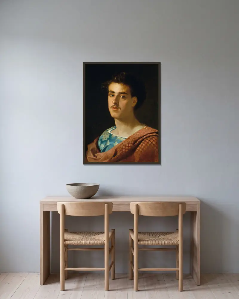 Selbstbildnis von Mariano Fortuny Marsal gerahmt an einer Wand