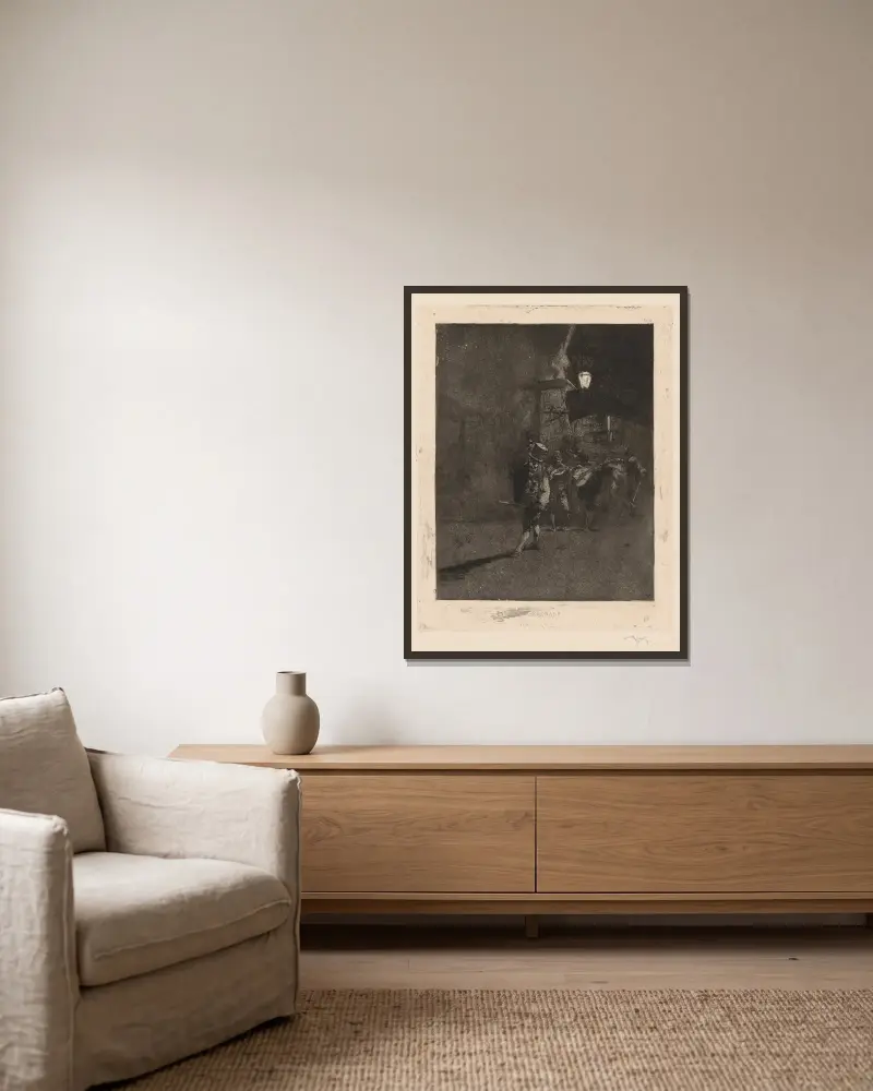 Serenade von Mariano Fortuny Marsal gerahmt an einer Wand