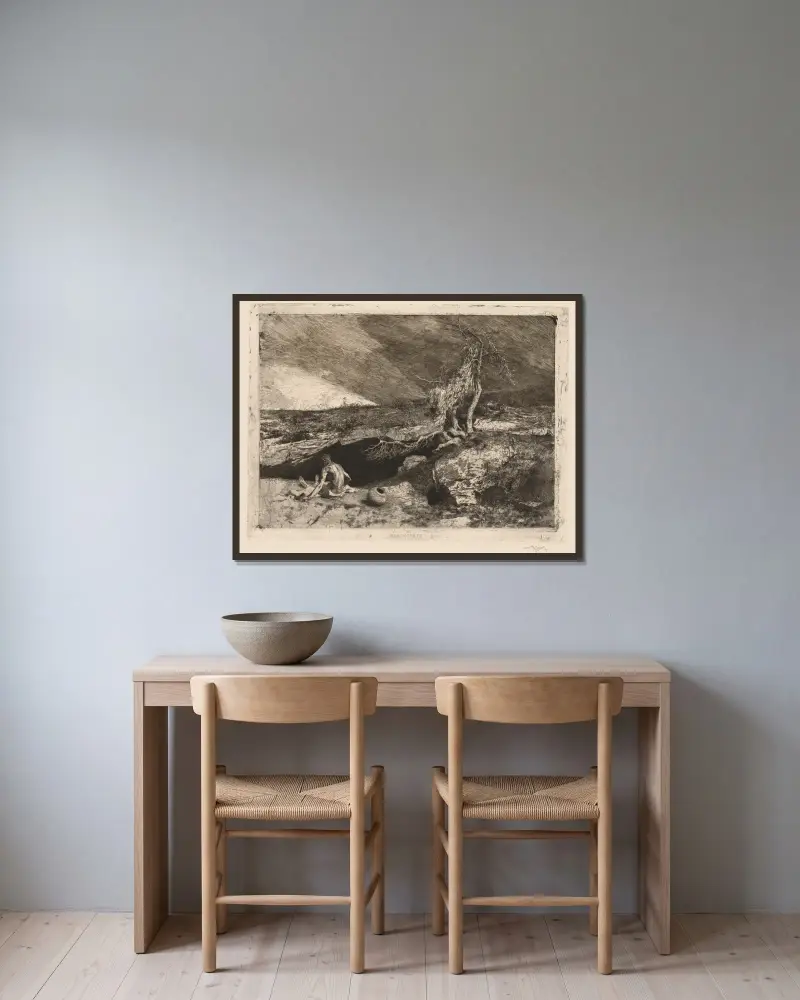 Der Eremit von Mariano Fortuny Marsal gerahmt an einer Wand
