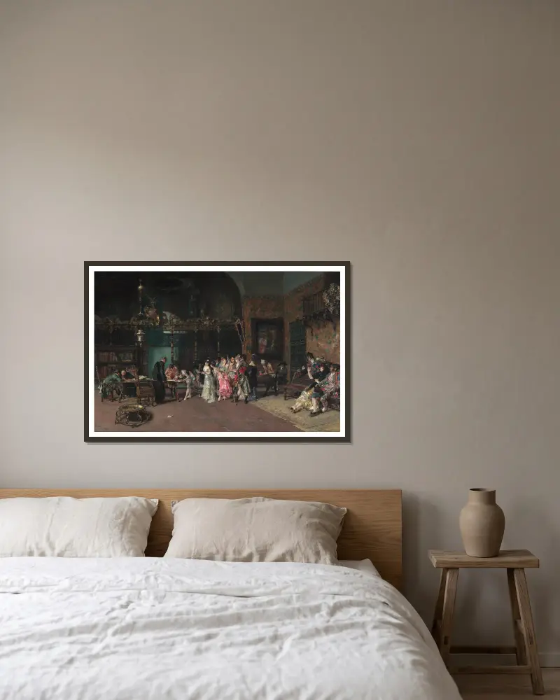Die spanische Hochzeit von Mariano Fortuny Marsal gerahmt an einer Wand