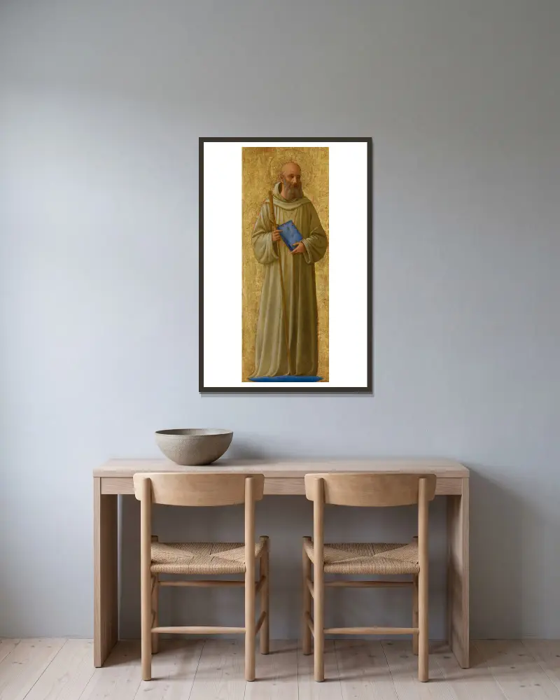 Saint Romuald av Fra Angelico inramad på en vägg