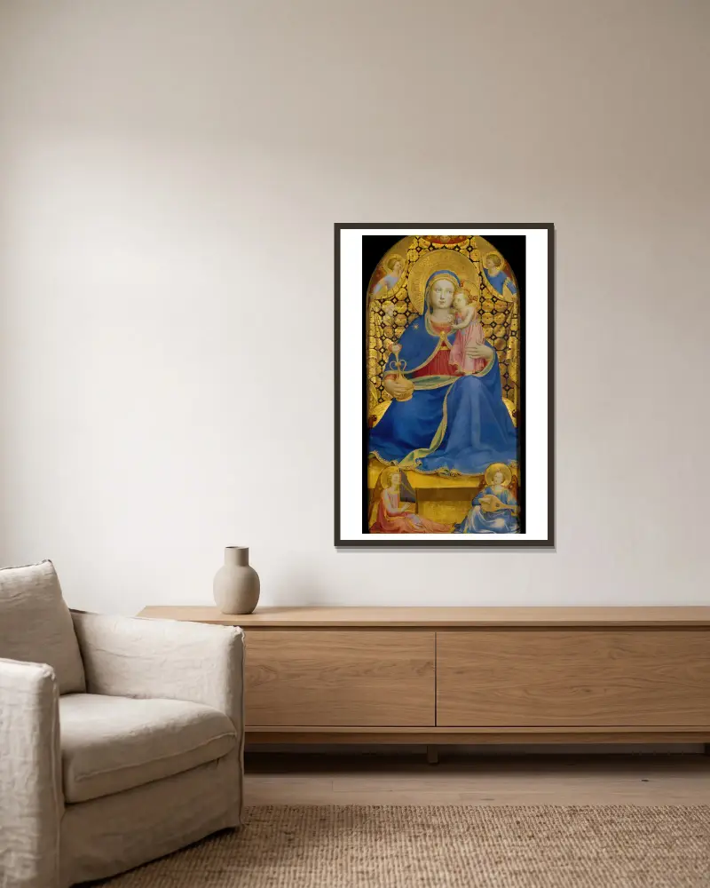 Madonna der Demut, 1433 von Fra Angelico gerahmt an einer Wand
