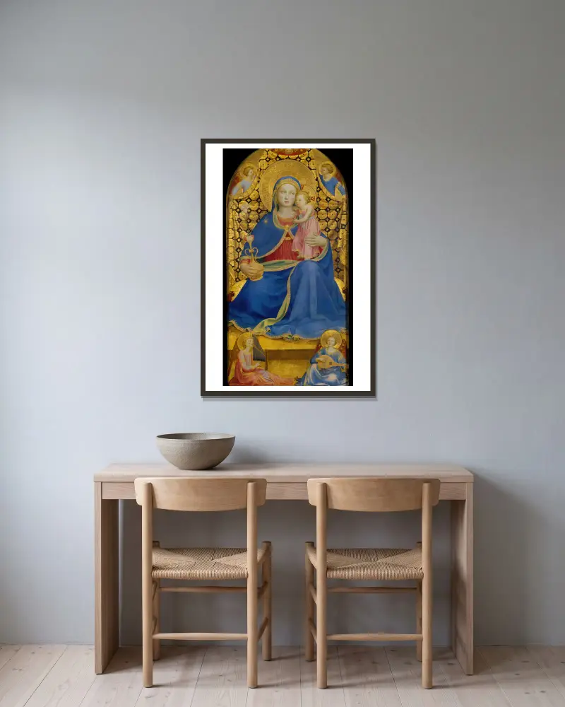 Madonna der Demut, 1433 von Fra Angelico gerahmt an einer Wand