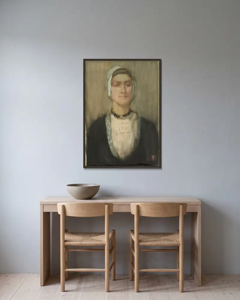En holländsk flicka av Frances Hodgkins inramad på en vägg