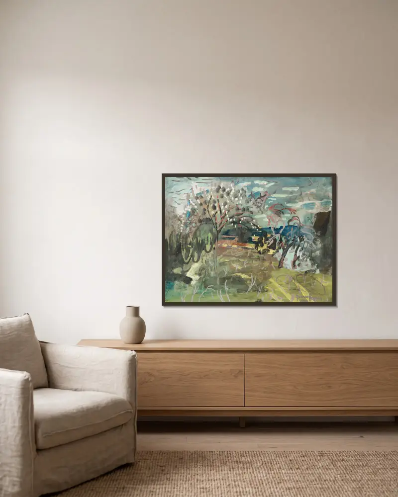 Wiśnia w 'The Croft', Bradford on Tone, Taunton, Frances Hodgkins w ramie na ścianie