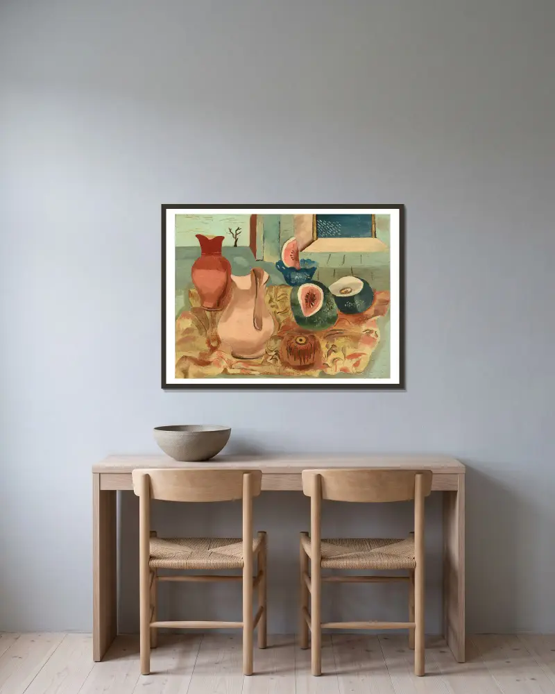Pokrojone melony, Frances Hodgkins w ramie na ścianie