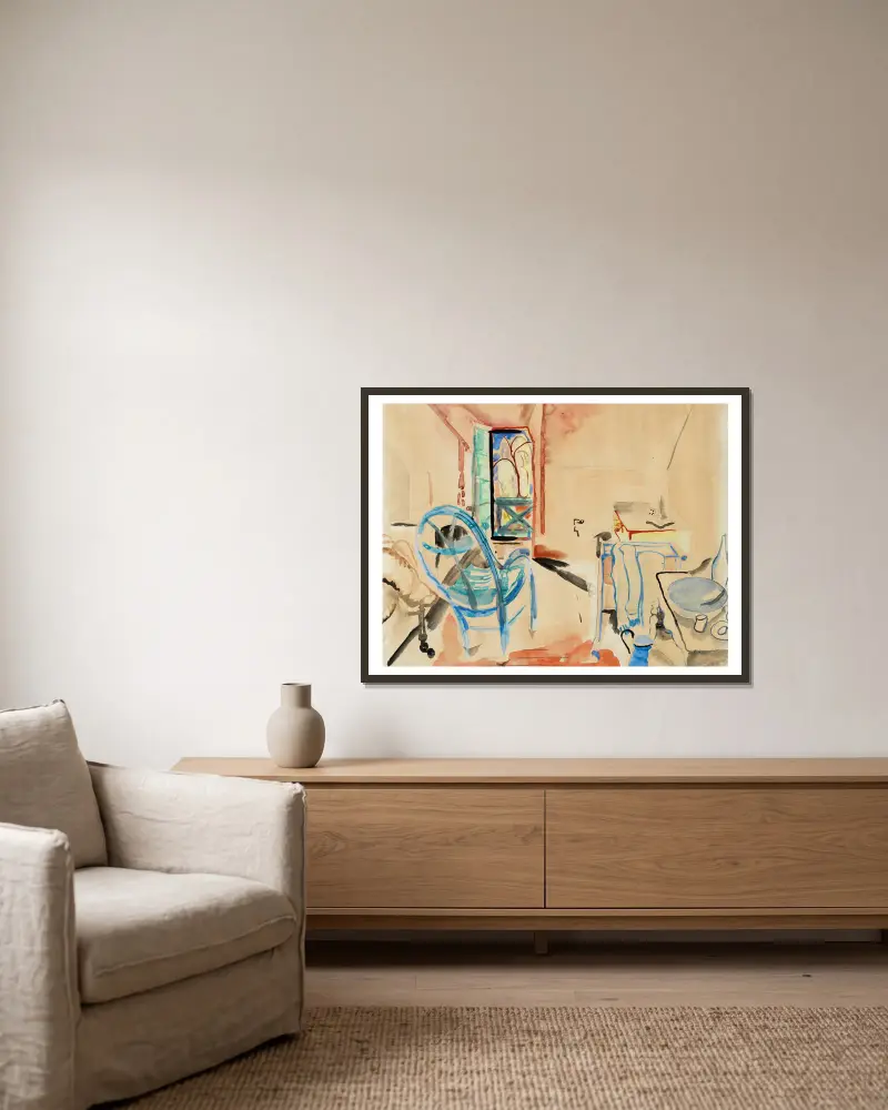 Interieurszene von Frances Hodgkins gerahmt an einer Wand