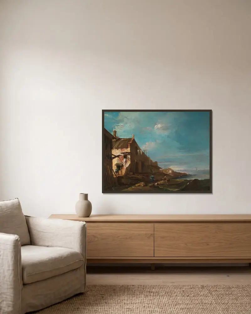 Eine küstennahe architektonische Capriccio von Francesco Guardi gerahmt an einer Wand