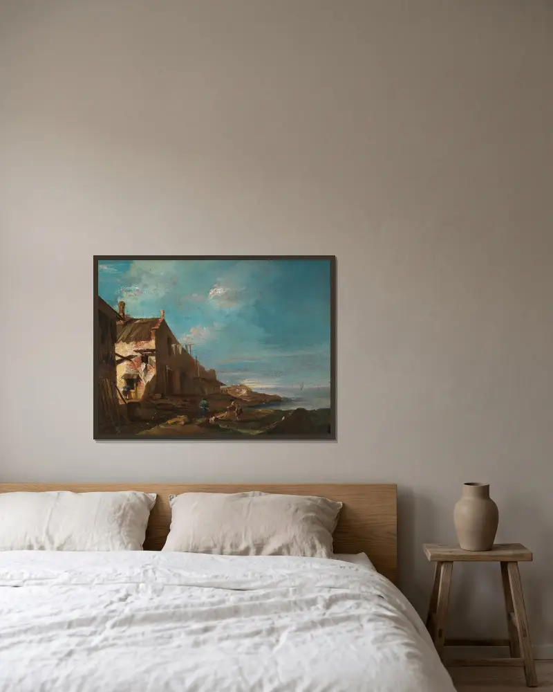 Eine küstennahe architektonische Capriccio von Francesco Guardi gerahmt an einer Wand