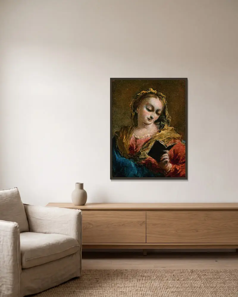 Die Verkündigung an Maria von Francesco Guardi gerahmt an einer Wand