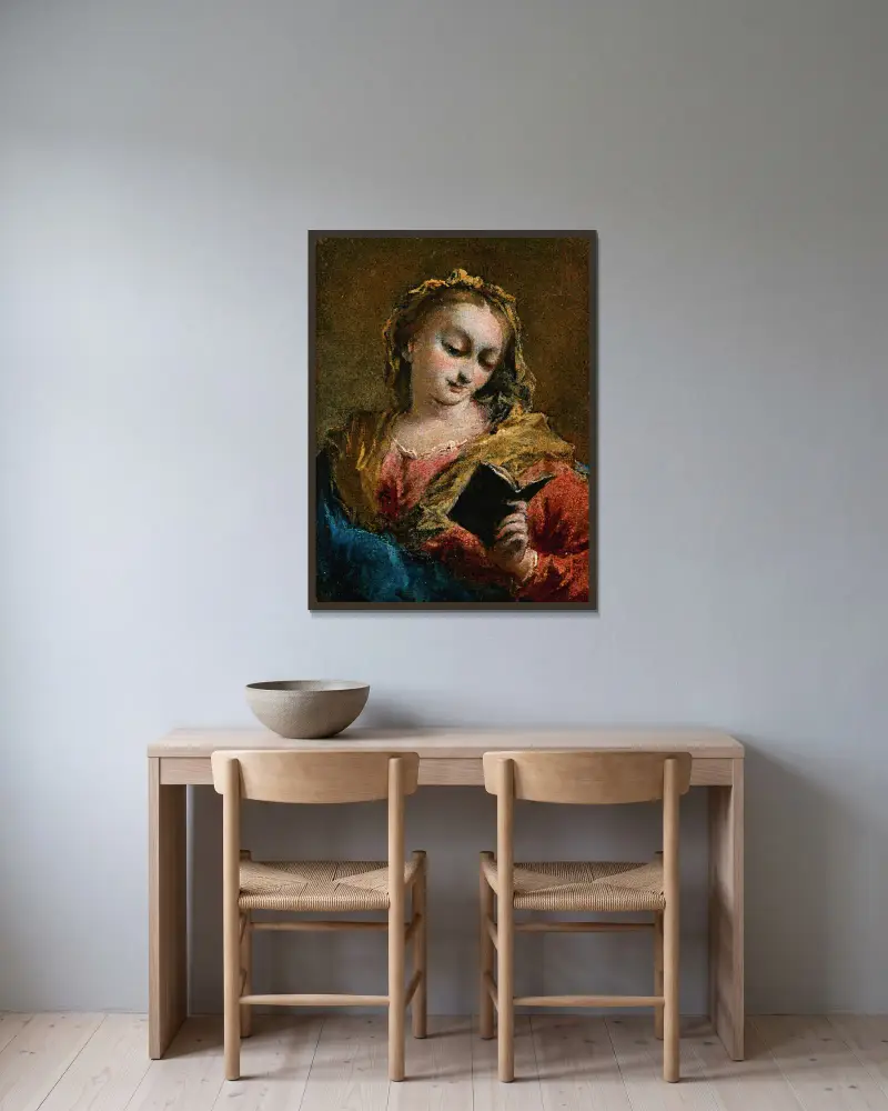 Die Verkündigung an Maria von Francesco Guardi gerahmt an einer Wand