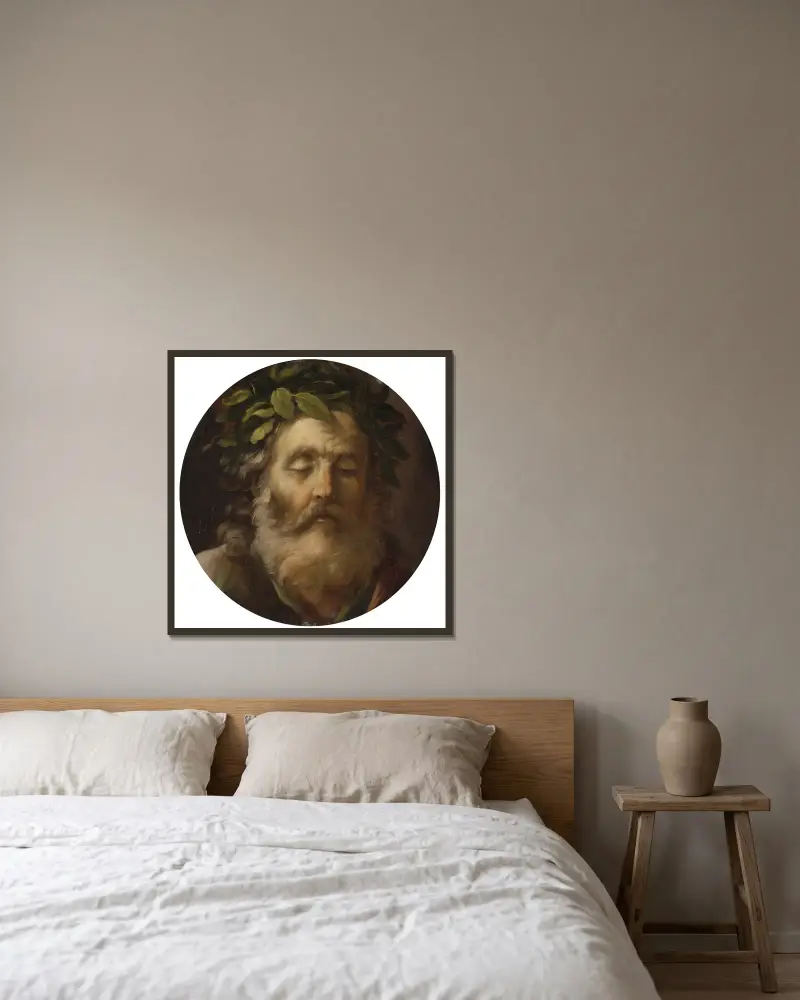 Blinder Homer von Pier Francesco Mola gerahmt an einer Wand