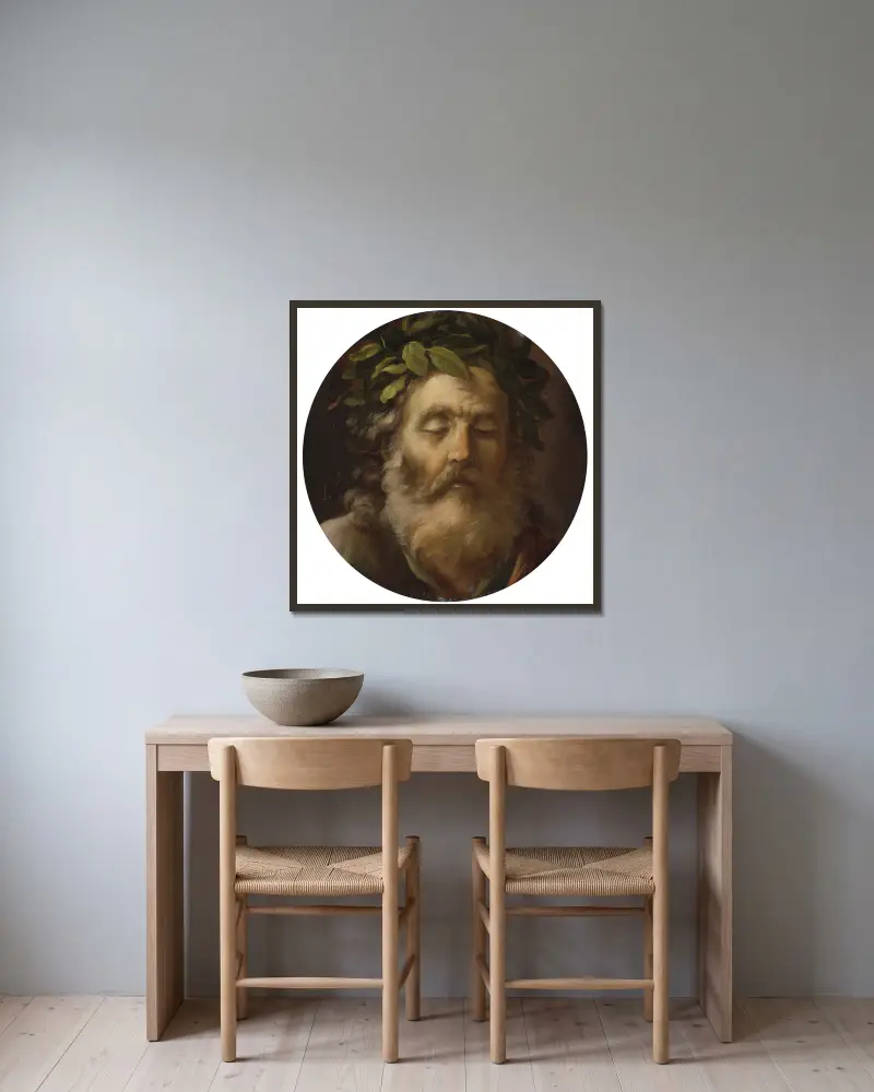 Blinder Homer von Pier Francesco Mola gerahmt an einer Wand