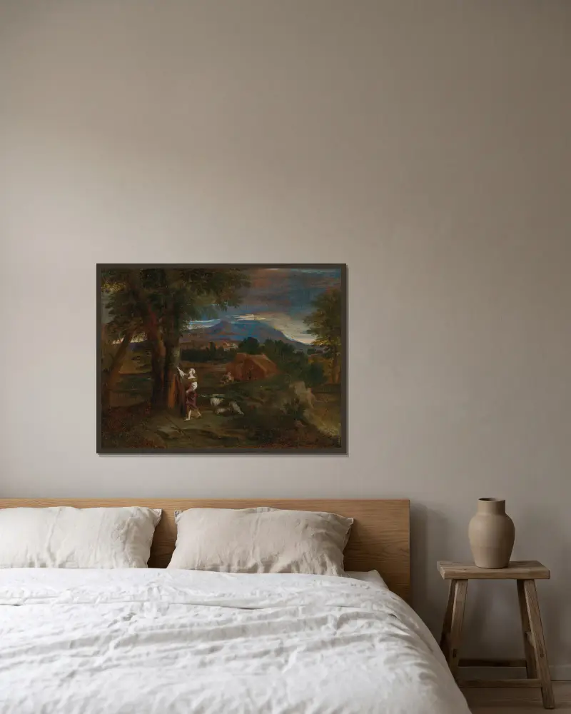 Erminia ritzt den Namen Tancreds in einen Baum von Pier Francesco Mola gerahmt an einer Wand
