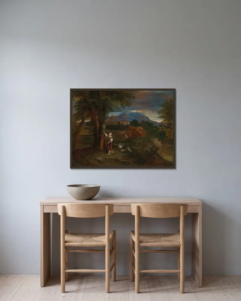 Erminia ritzt den Namen Tancreds in einen Baum von Pier Francesco Mola gerahmt an einer Wand
