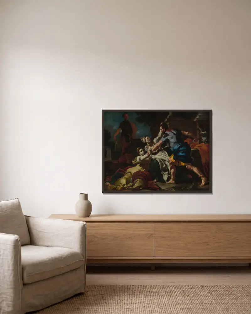 Messalinas död av Francesco Solimena inramad på en vägg