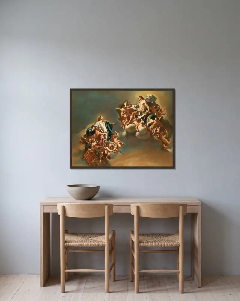 The Assumption Of The Virgin av Francesco Solimena inramad på en vägg